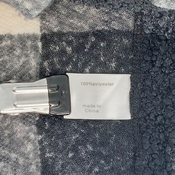 Lane Bryant Poncho Sz 18/20 Hooded Black Cream Checkered Lagenlook Cottagecore - Picture 5 of 7